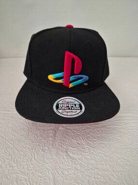 Sony Playstation Black Wool Embroidered Logo Adjustable Snapback Trucker Hat Cap